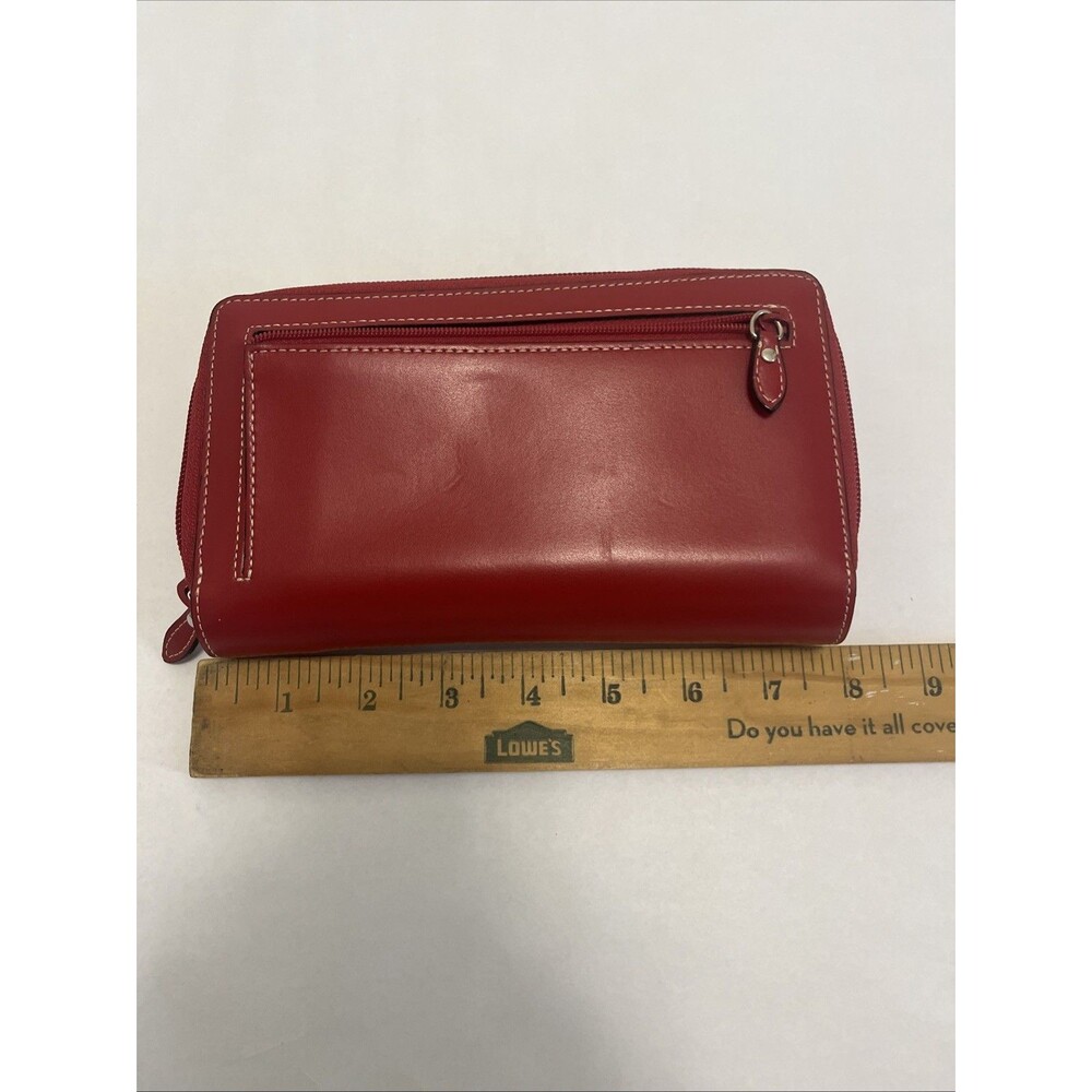 LODIS Women's Premier Leather Audrey Trifold Clutch Wallet Red - Picture 7 of 12
